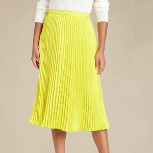 NWT SOLD OUT Banana Republic Knife Pleated Midi A-Line Skirt Citron Yellow Sz 4